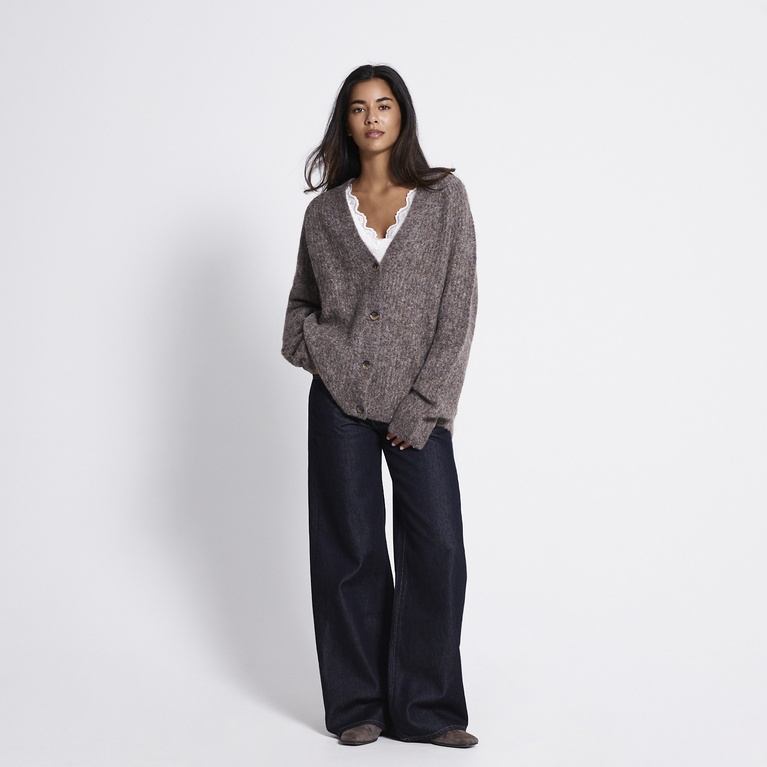V-neck knit cardigan "Dorotea" Brown
